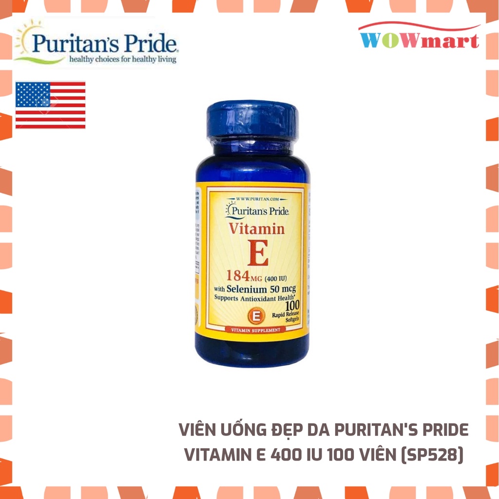 Viên uống đẹp da Puritan's Pride Vitamin E 400 IU 100 viên