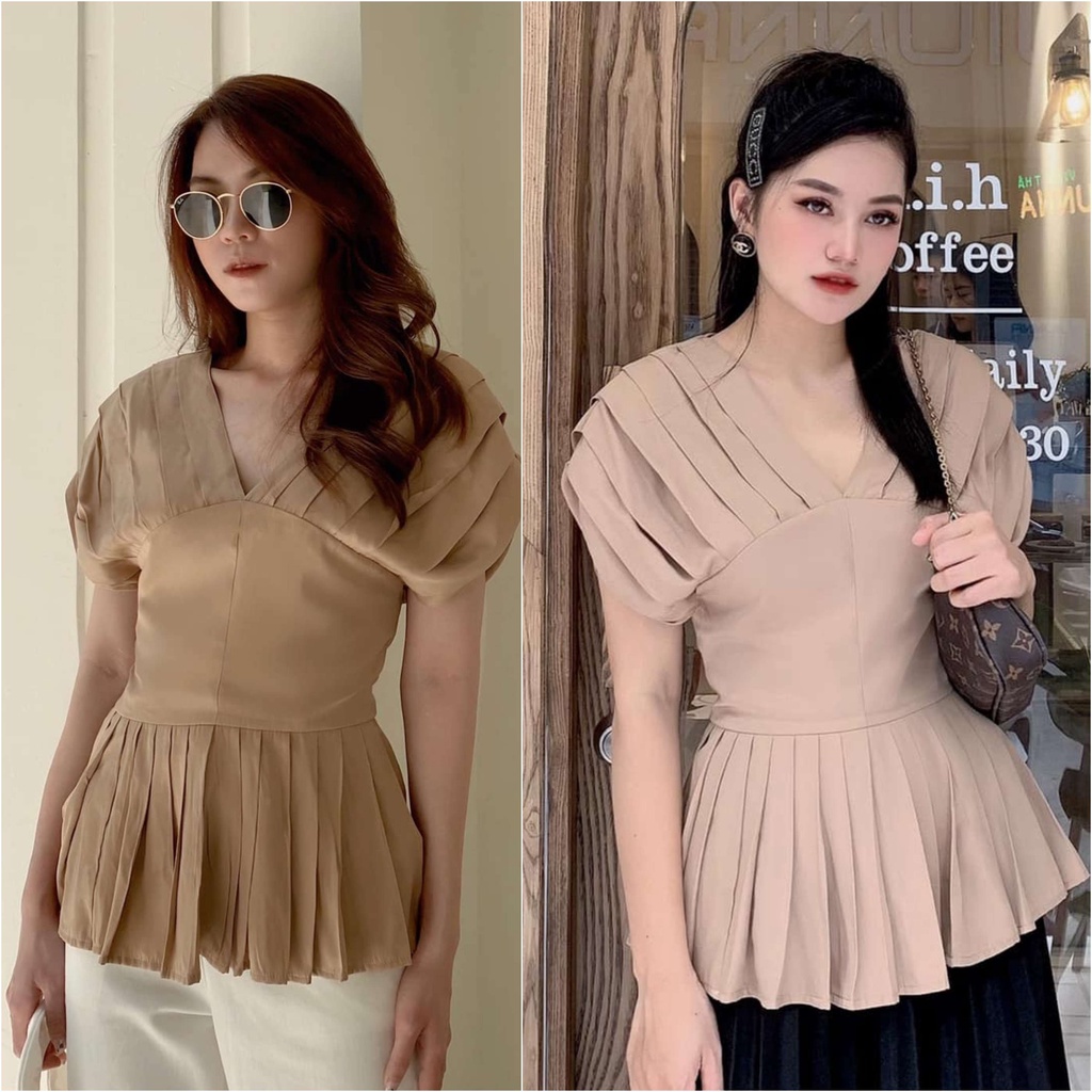ÁO XẾP LY CỔ V HÀNG THIẾT KẾ