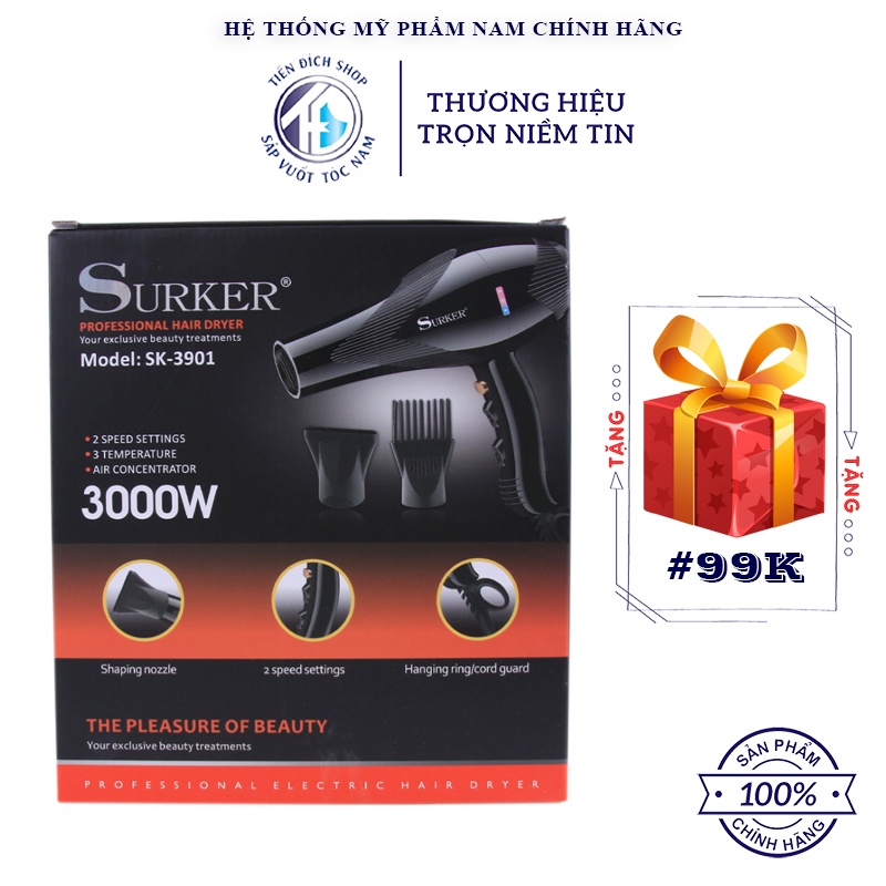 Máy sấy tóc Surker SK 3901 (SK3901, SK-3901) công suất thực 3000w | Tiến Đích Shop