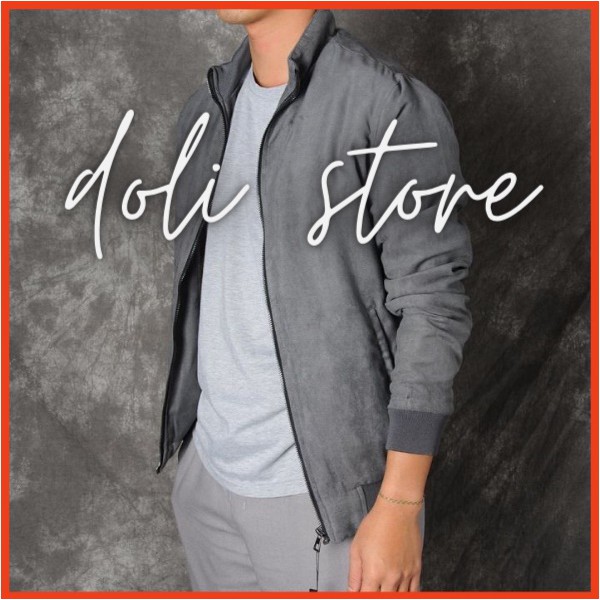 Áo khoác nam da lộn lót lông , áo bomber nam cổ cao đẹp thiết kế trẻ trung thời trang DOLI STORE - DL02