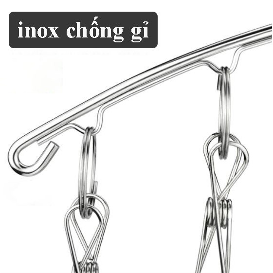 Móc treo quần áo ,cực nhiều kẹp, chất liệu inox chống gỉ