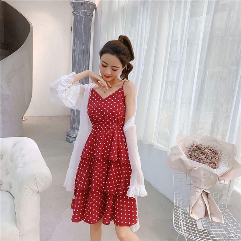 Đầm 2 dây xếp tầng chấm bi phong cách thời trang trẻ trung năng động cho nữ | BigBuy360 - bigbuy360.vn