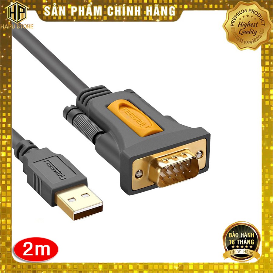 Cáp chuyển đổi USB 2.0 ra COM RS232 Ugreen 20222 dài 2m chính hãng - HapuStore