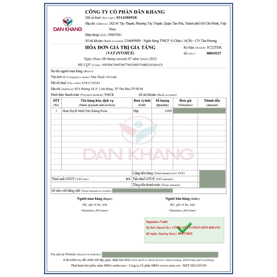 (CHÍNH HÃNG) Hoạt Huyết Minh Não Khang Extra Hộp 20 viên hỗ trợ hoạt huyết, tăng cường tuần hoàn máu não