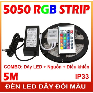 COMBO LED DÂY DÁN 7 MÀU + ĐIỀU KHIỂN + NGUỒN