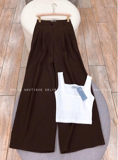 Delys - Quần vải ống xuông rộng (Nâu trầm) | BigBuy360 - bigbuy360.vn