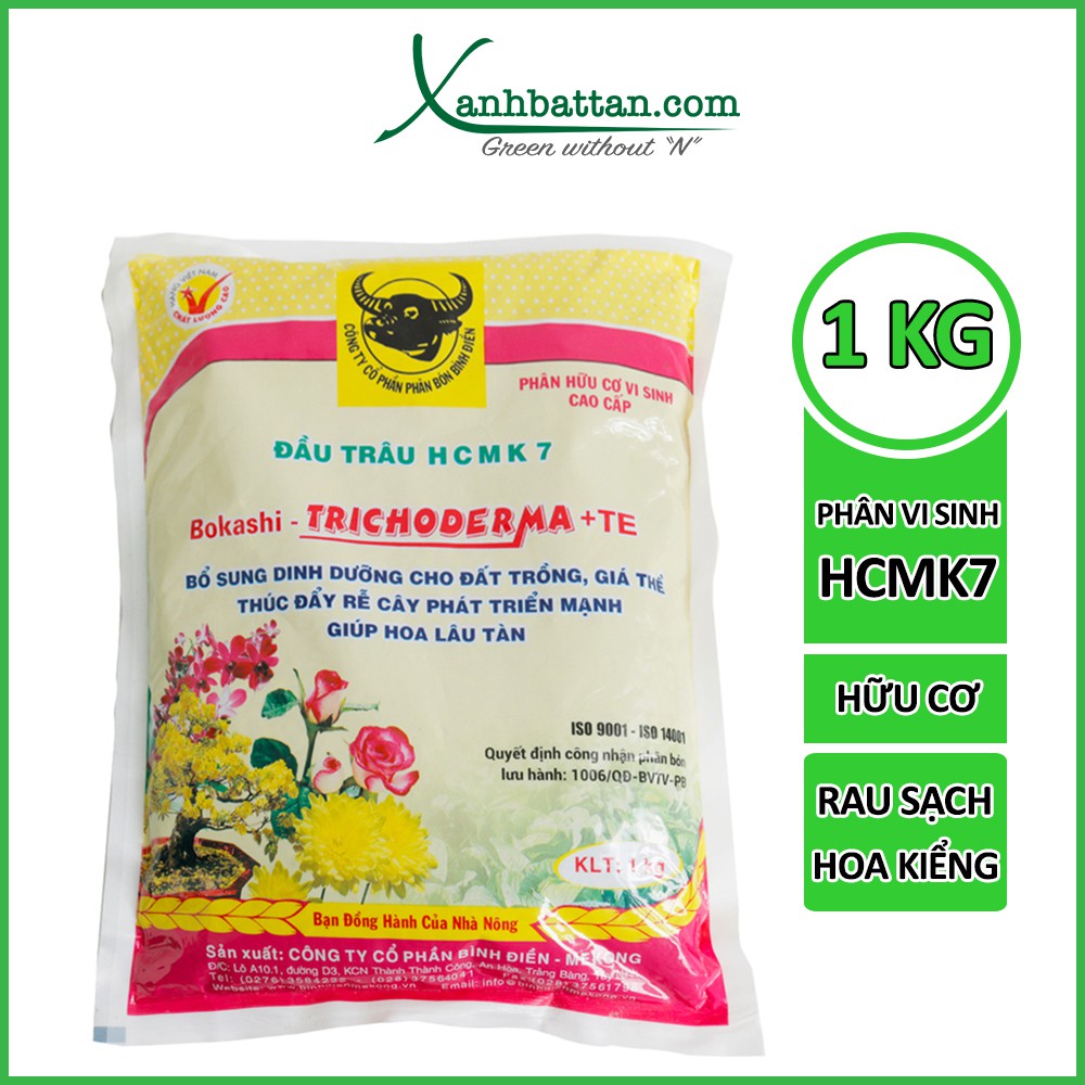 Phân hữu cơ vi sinh Đầu Trâu HCMK7 bổ sung hữu cơ, kháng nấm bệnh ở rễ, cải tạo đất trồng loại 1 KG