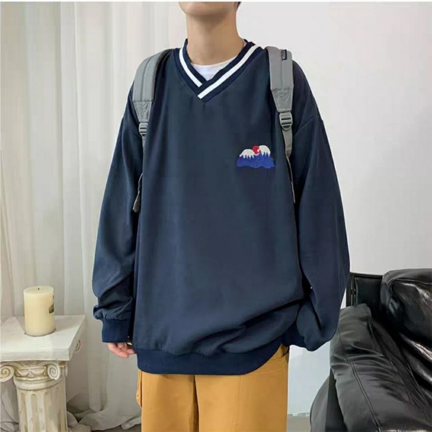 Áo Khoác Nam Dài Tay Cổ Chữ V Thời Trang Hàn