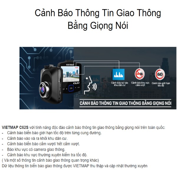 Camera Hành Trình Vietmap C62S - Cảnh Báo Giao Thông - Ghi Hình Trước Sau - Thẻ Nhớ 128Gb | BigBuy360 - bigbuy360.vn