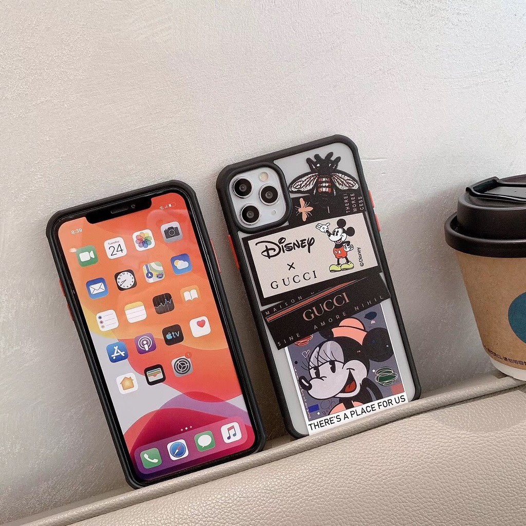 Ốp Điện Thoại Cứng Viền Mềm Mặt Nhám Họa Tiết Disney Mickey Minnie Cho iPhone 12 11 Pro Xs max XR I8 I7 Plus