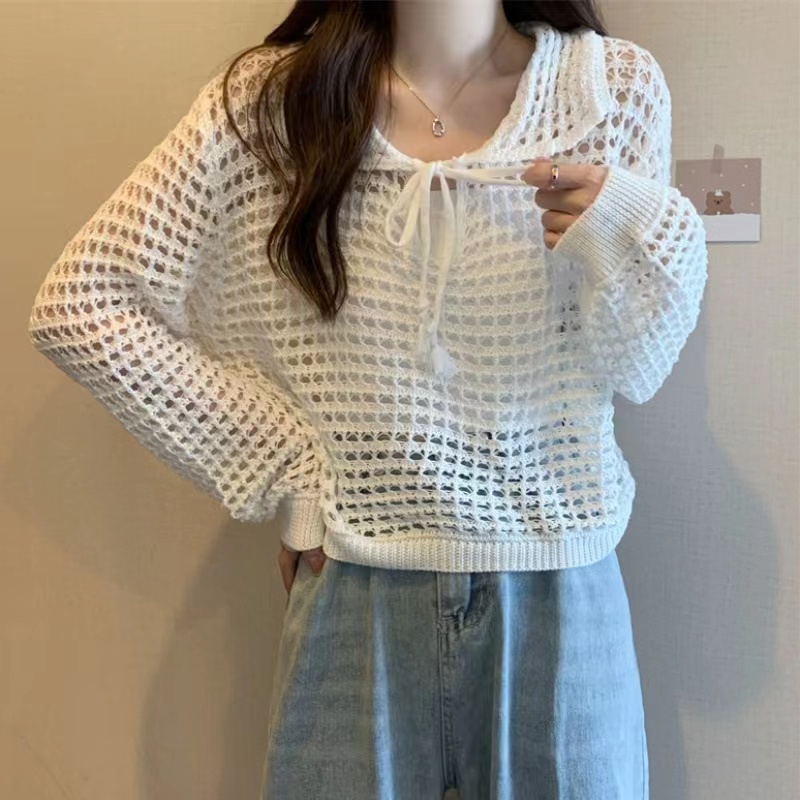 Áo ZHELIHANGFEI dệt kim tay dài cổ bẻ cá tính thời trang dành cho nữ