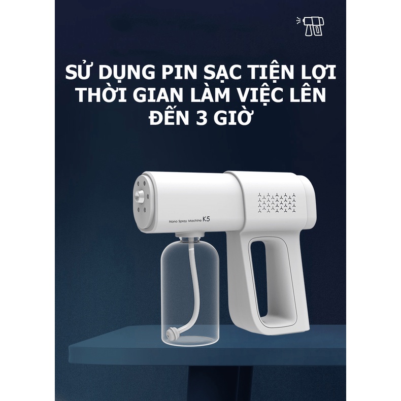 Máy phun sương cầm tay thế hệ mới K5 khử trùng diệt khuẩn có tia cực tím MPS00004