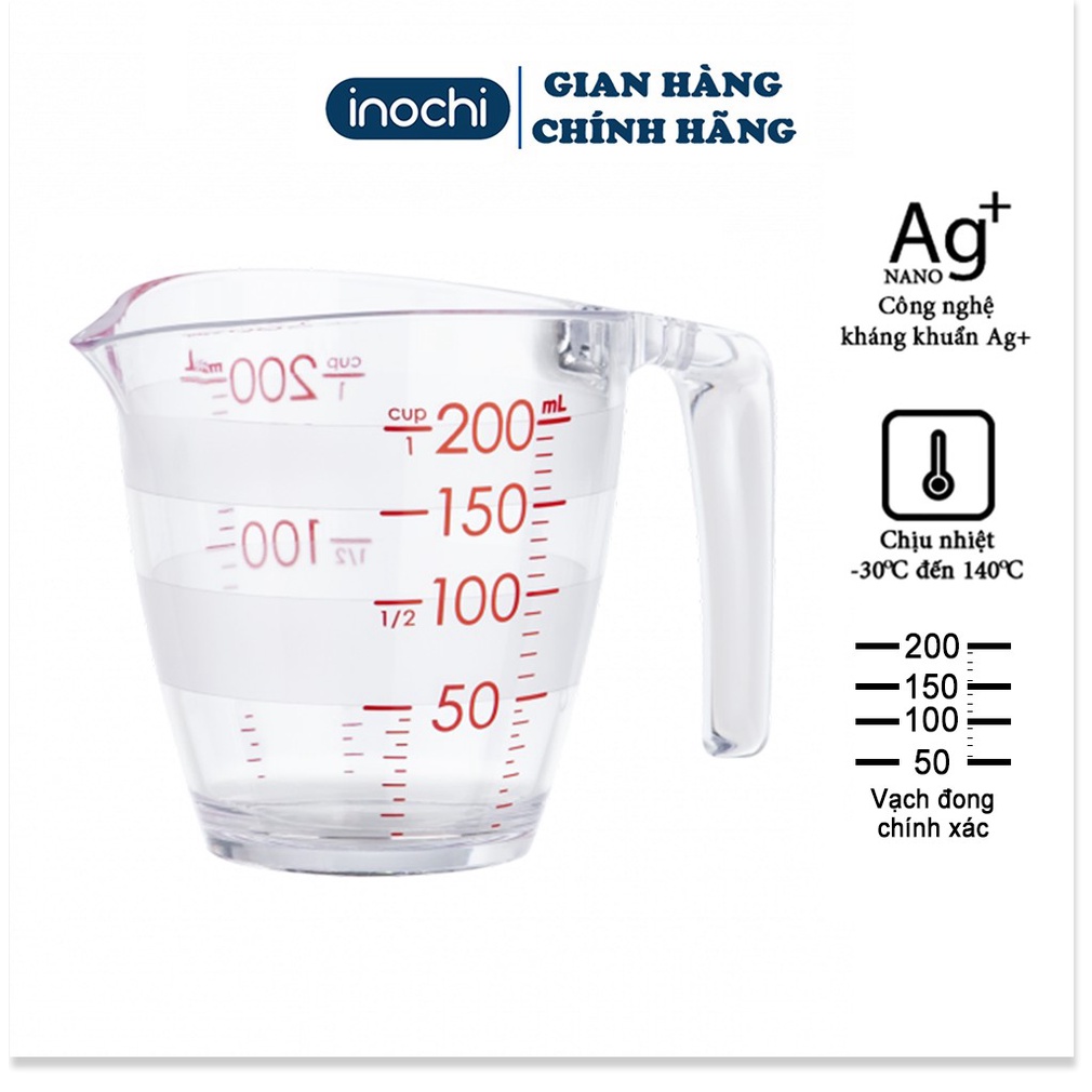 Cốc đong - Ca Đong YOKO INOCHI nhựa định lượng 200ml dung dịch dùng trong nấu ăn pha chế nhựa nguyên sinh