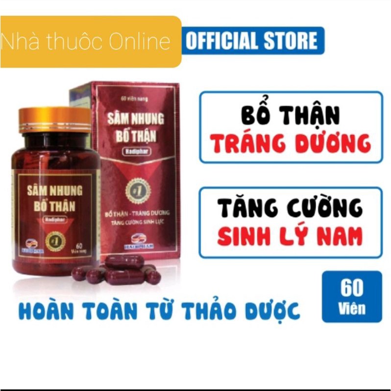 Viên uống Sâm nhung bổ thận Hadiphar ❤️FREESHIP❤️ Hỗ trợ bổ thận tráng dương, tăng cường sinh lý nam [Hàng chính hãng]