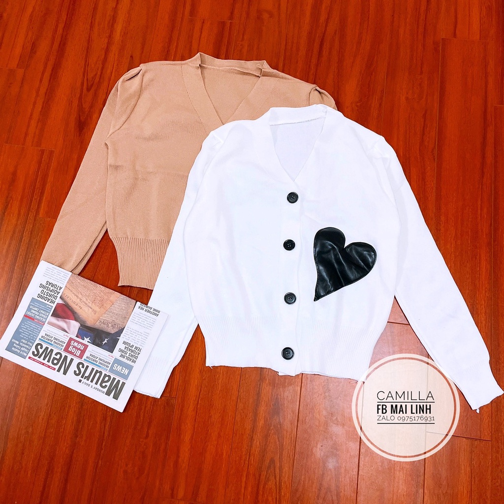 ✨BÁN SỈ✨Áo len  QC CADIGAN 3 màu họa tiết tim