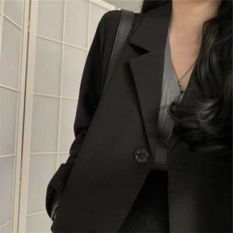 Áo Khoác Blazer Màu Đen Phong Cách Hàn Quốc Dễ Phối Đồ