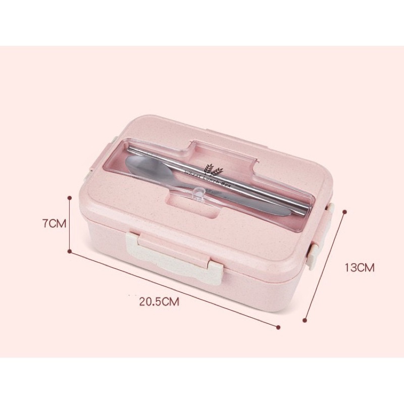 Hộp cơm lúa mạch 3 ngăn tặng kèm thìa đũa inox cao cấp,chịu nhiệt