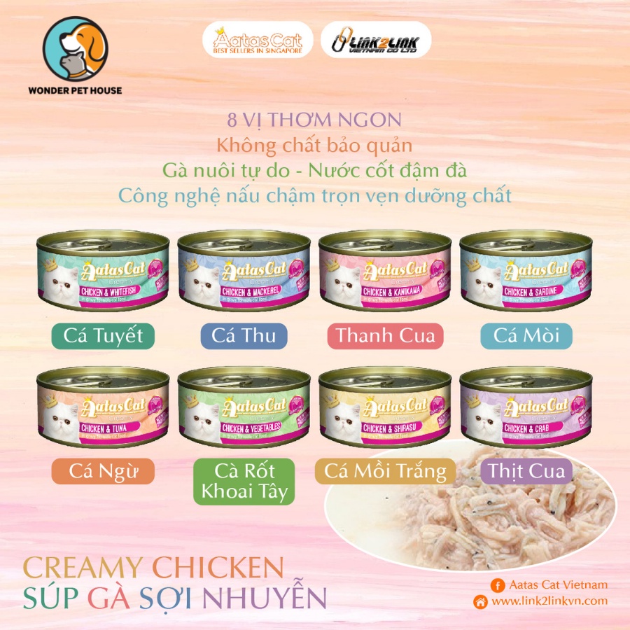 Pate Aatas cat cho mèo lon 80g thơm ngon bổ dưỡng cho mèo kén ăn