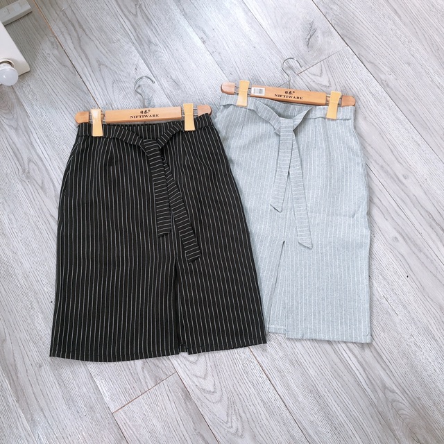 Chân váy 💕[FREESHIP]💕Giảm 20k [CHAN VAY] Chân váy bút chì kẻ sọc thắt nơ, chất vải tây có lót | BigBuy360 - bigbuy360.vn