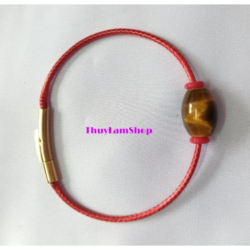 Vòng tay lu thống đá mắt hổ đã Trì Chúđầu xuôi đuôi lọt khóa bấm cao cấp