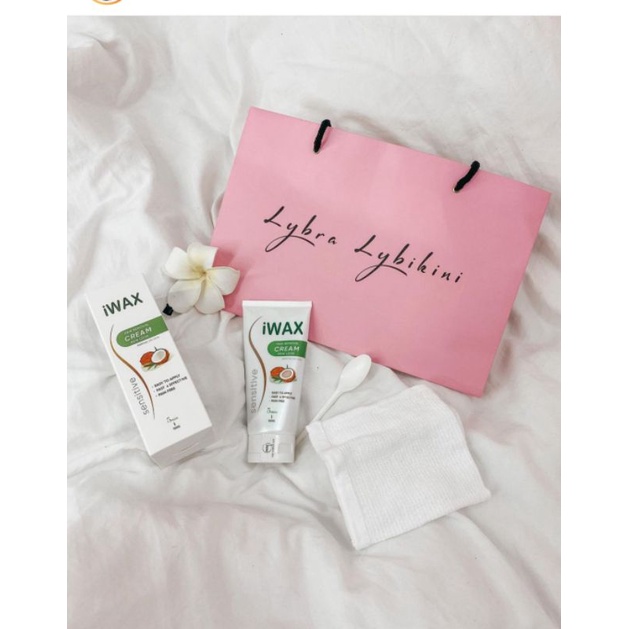 Kem tẩy lông iWAX hương trà xanh phiên bản mới upsize 150g tặng khăn và thìa (Chính Hãng có tem)