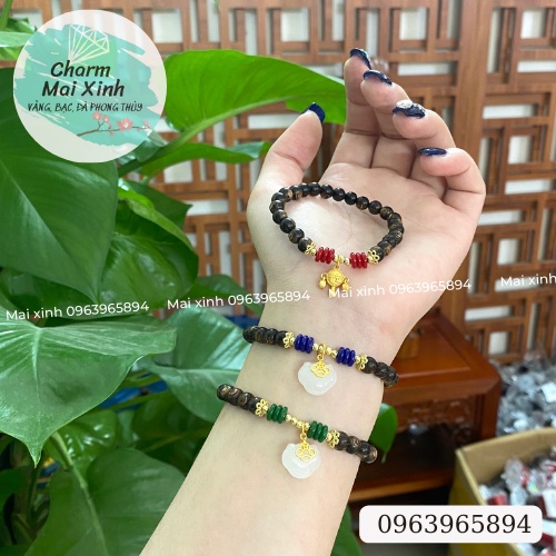 Vòng Tay Trầm Hương Tốc &amp; Sánh Chìm Lắc, Túi Tiền Tài Lộc May Mắn Bọc Bạc 925 - Vòng tay gỗ tự nhiên nam nữ phong thủy