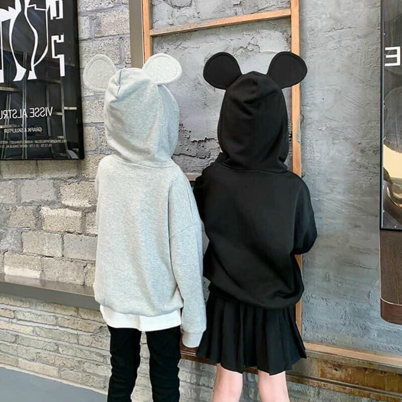 Áo nỉ hoodie có mũ cho bé trai bé gái dày dặn có mũ tai chuột kèm dây rút siêu ấm cho bé JIMADO SF1268