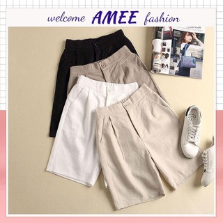 Quần đùi đũi Amee Fashion ống rộng khoá thật, Quần short lửng nữ, Chất đũi mềm mịn, mướt mặc siêu mát  ྇