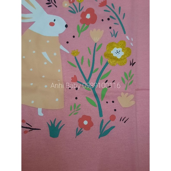 Áo Thun Bé Gái, Áo Cộc Tay Little Maven 100% Chất Cotton Mềm Mát Cho Bé 12-24kg Từ 2-7 Tuổi Hình Thỏ Hồng