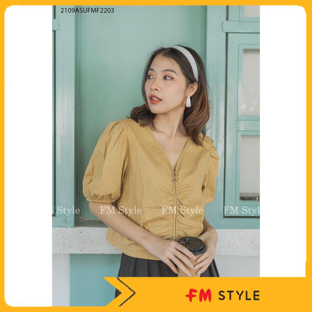Áo kiểu cr phối dây kéo nữ FM Style 210922013