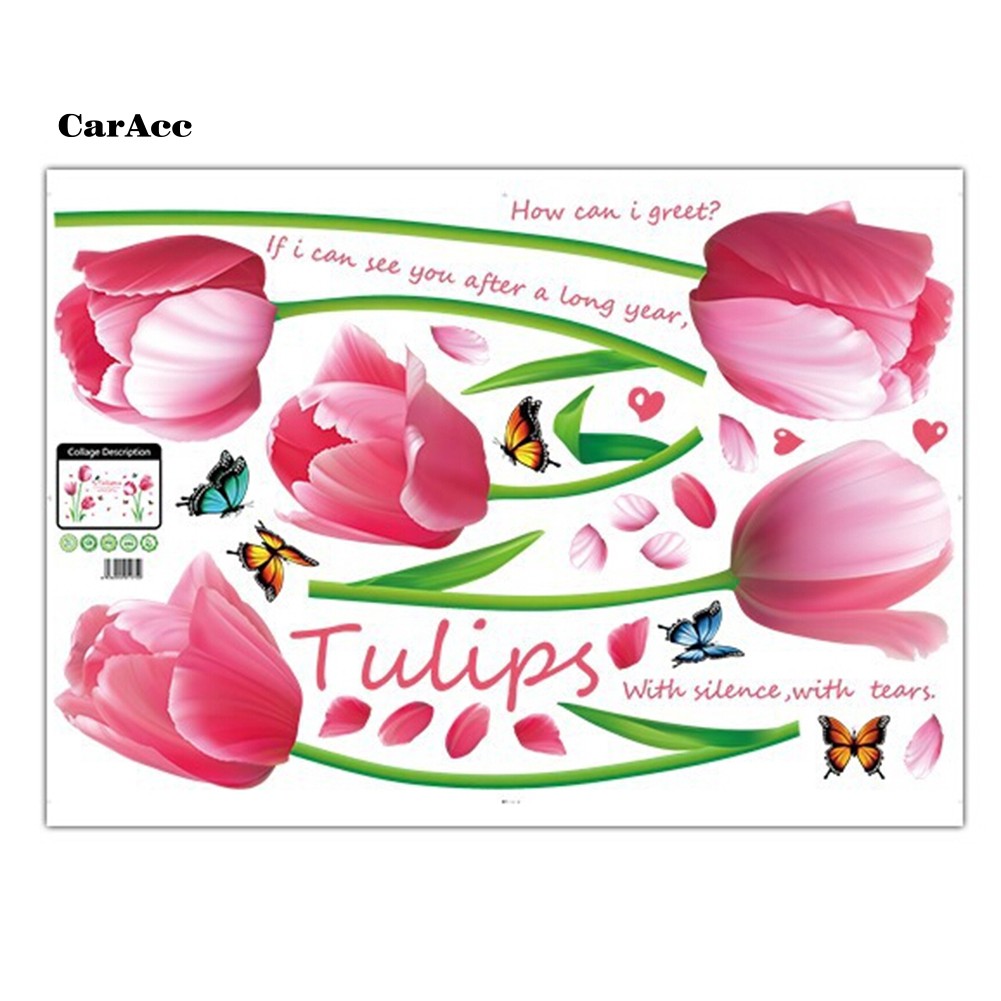 Decal dán tường hình hoa tulip đẹp mắt tự trang trí nội thất