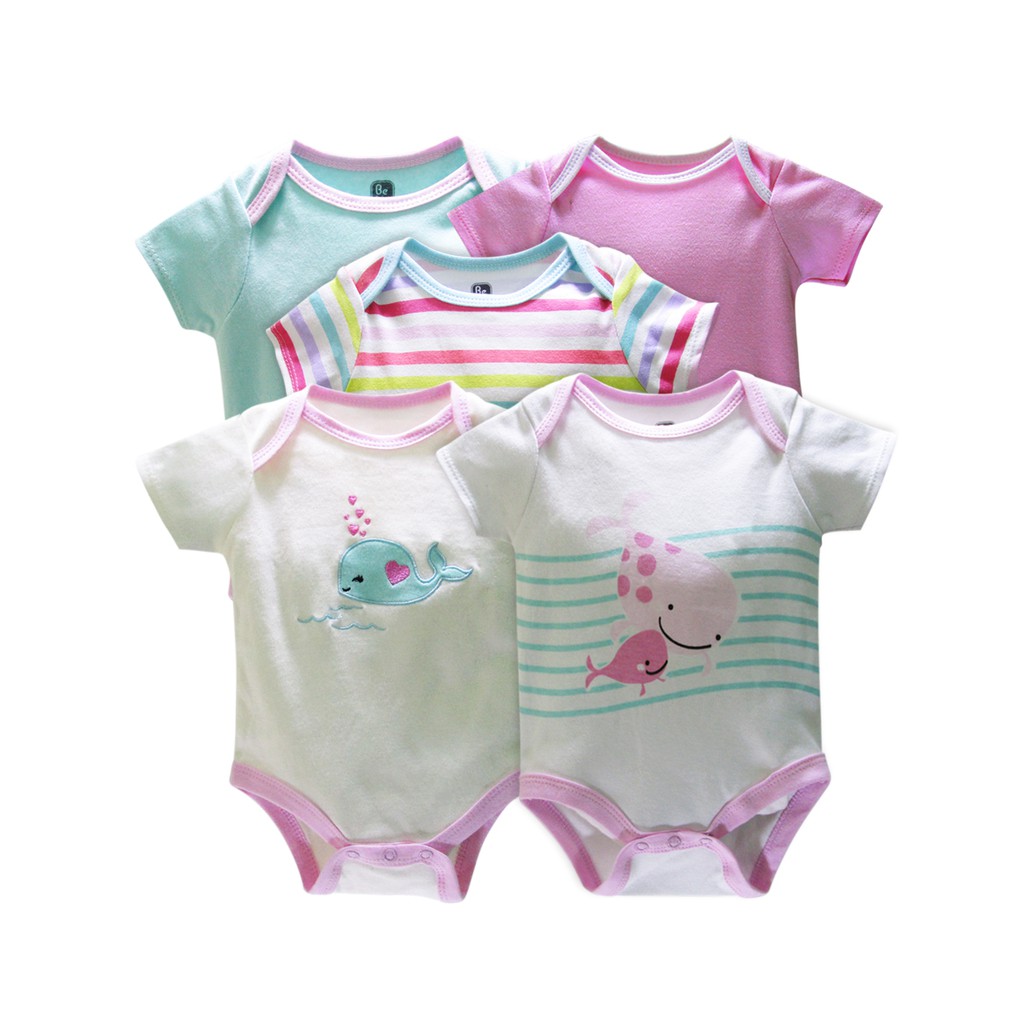 SET 5 Body Cộc Tay Beliti Cho Bé Trai Bé Gái Hàng Xuất Mỹ Kèm Móc, Bodysuit Cho Bé