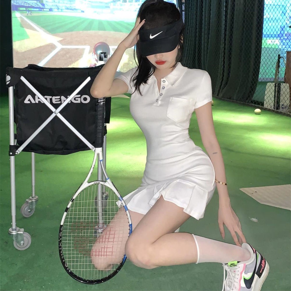 COZOK Đầm Tay Ngắn Cổ Bẻ Dáng Ôm Thời Trang Xinh Xắn Cho Nữ