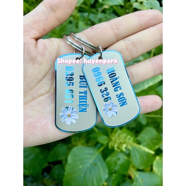 Móc khoá inox khắc tên, số điện thoại, biển số xe… theo yêu cầu kích thước 3x5,5cm