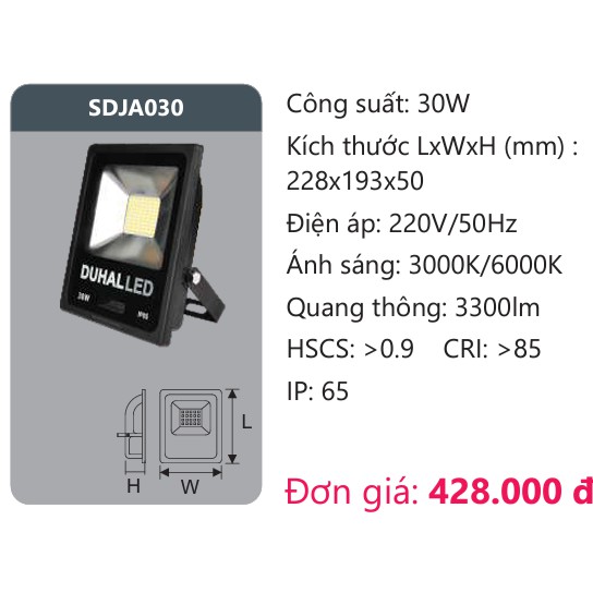 Đèn LED PHA DUHAL 30W SDJD030  Ánh Sáng Trắng