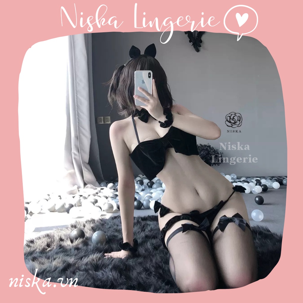 Bộ đồ lót cosplay thỏ kèm phụ kiện (có 3 màu) - Mã C239