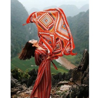 Khăn choàng cổ thổ cẩm đi biển, Khăn quàng cổ họa tiết vintage siêu đẹp