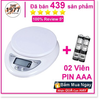 Cân tiểu ly điện tử nhà bếp mini định lượng 1g - 5kg, Cân tiểu ly làm bánh độ chính xác cao kèm 2 viên pin AAA