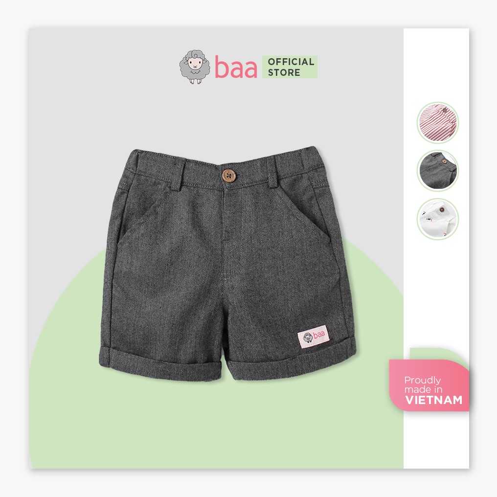 Quần short Oxford BAA BABY lật lai in họa tiết cho bé trai từ 1-7 tuổi - BT-QU09N