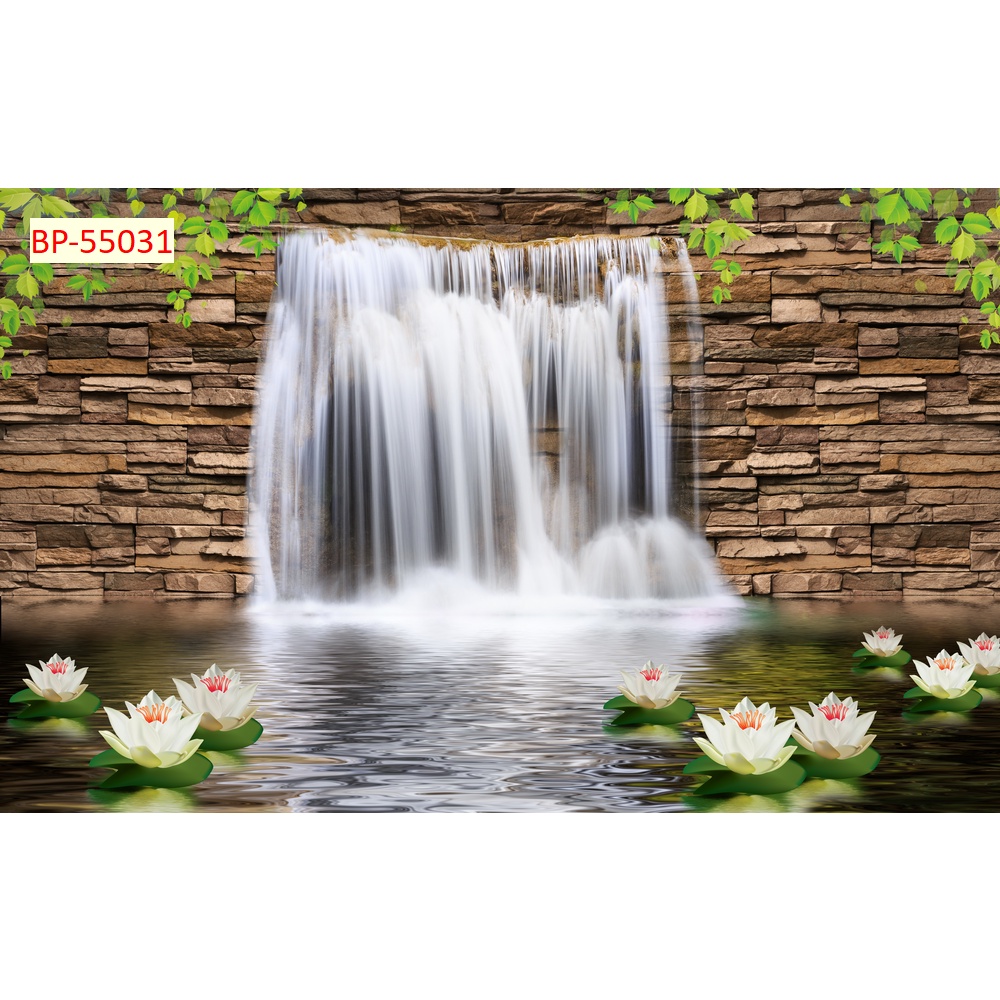 Tranh 3d thác nước chảy trong lành, tươi mát phù hợp nhiều không gian