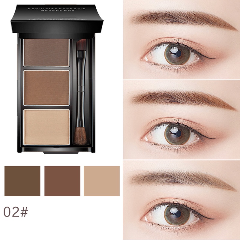 1 Hộp Bột Vẽ Lông Mày 3 Màu Tự Nhiên Lâu Trôi Chống Nhòe