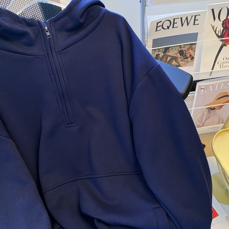 ZHELIHANGFEI Áo Hoodie Thể Thao Tay Dài Dáng Rộng Màu Sắc Đơn Giản Trẻ Trung