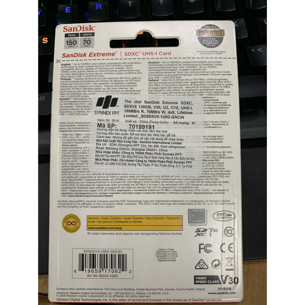 Thẻ nhớ SanDisk Extreme PRO SDXC 32Gb 64Gb UHS-I U3 4K V30 170MB/s - Model 2019 Hàng Công ty | BigBuy360 - bigbuy360.vn