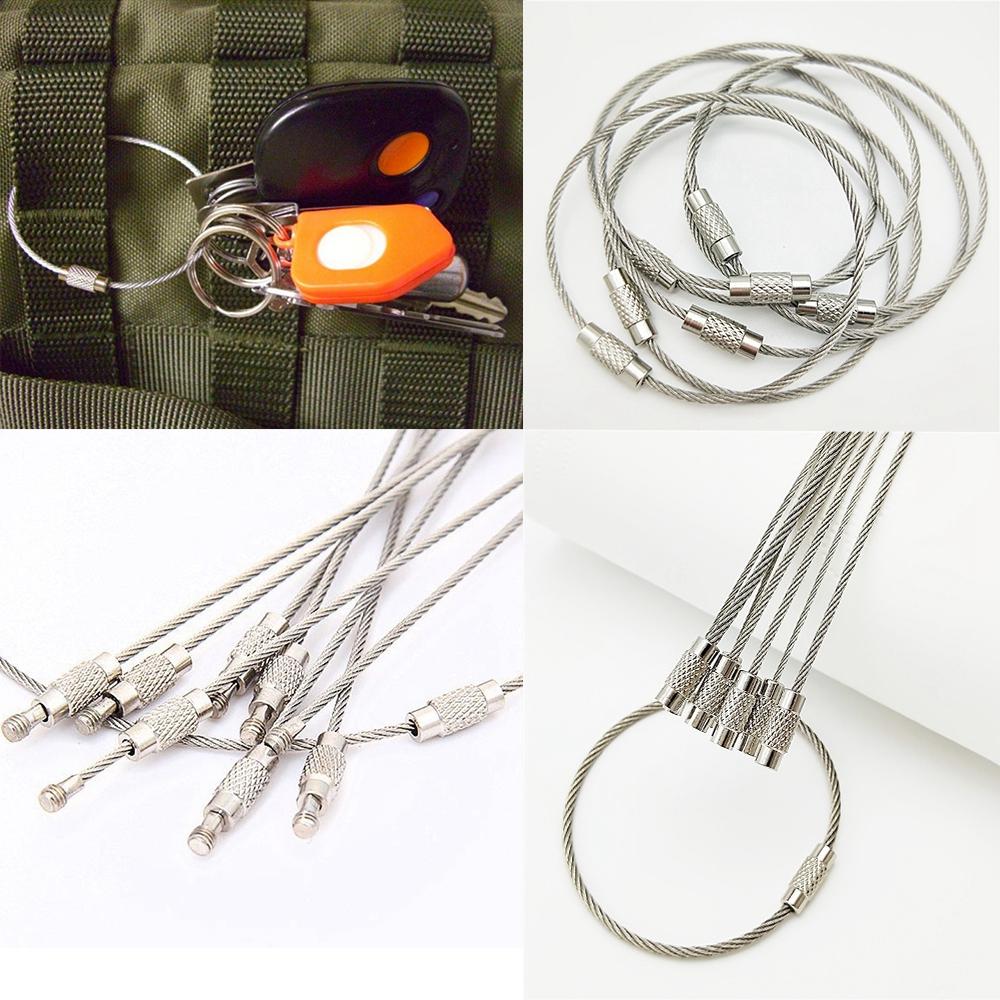 Set 5/ 10/ 15 dây cáp móc khóa bằng thép không gỉ chất lượng cao thích hợp cho đi bộ leo núi
