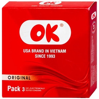 Bao cao su ok original không mùi, đàn hồi tốt 3 cái