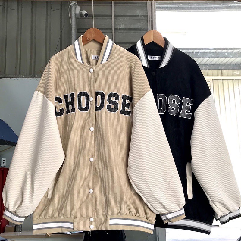 Áo Khoác BomBer CHOOSE Nhung 2 lớp logo thêu cao cấp 1kenz