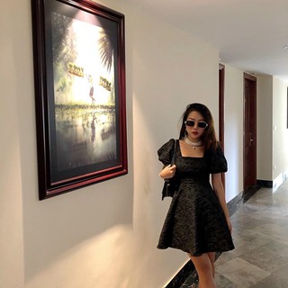 ĐẦM GẤM TAY PHỒNG CỔ U (KÈM VIDEO HÌNH THẬT)