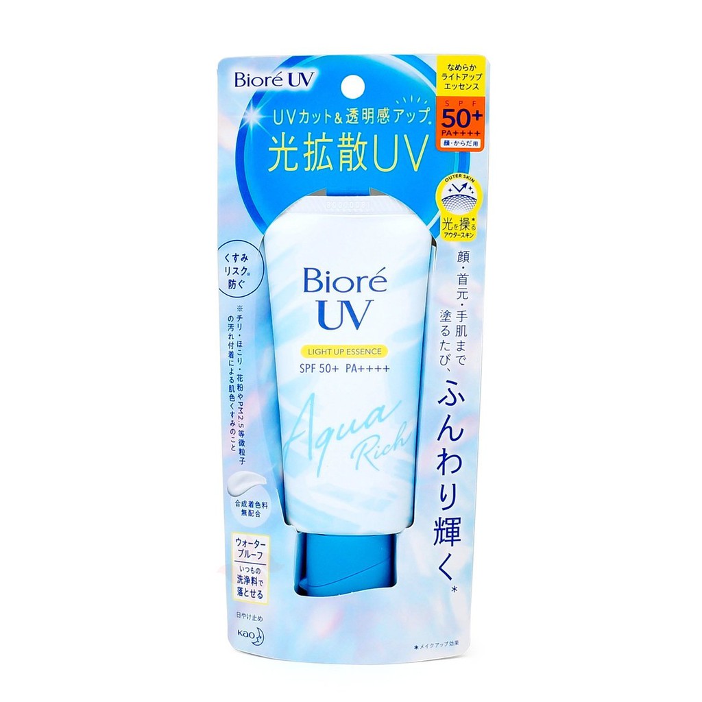 Kem Chống Nắng Nâng Tông, Cải Thiện Da Xỉn Màu Biore UV Aqua Rich Light Up Essence SPF50+ /PA++++ - Tuýp 70g