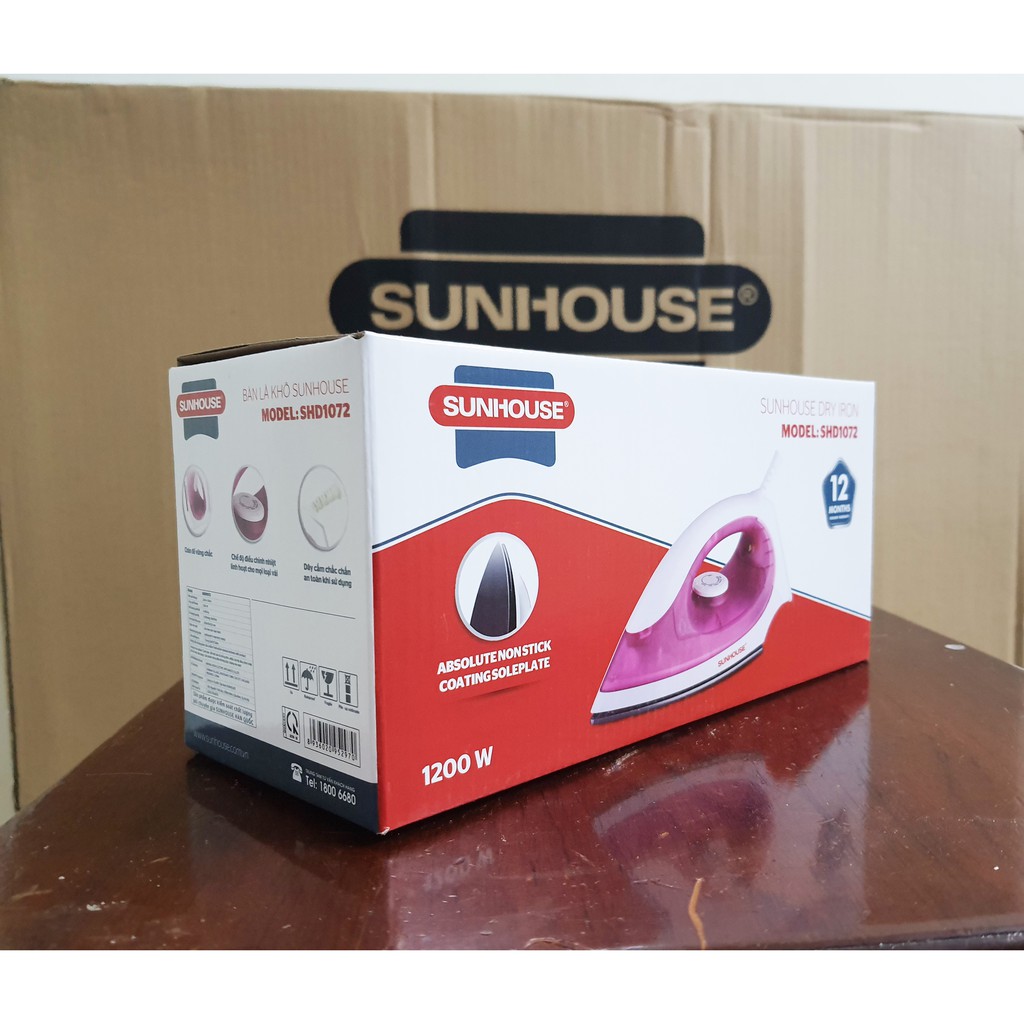 Bàn ủi khô Sunhouse SHD1072, bàn là khô cầm tay cao cấp 1100W - Bảo hành chính hãng