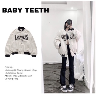 Áo khoác bomber lasvegas trắng kem